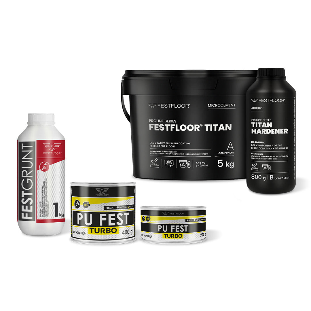 Mikrozement-Set für Badezimmerboden & Fliesen FESTFLOOR TITAN - 5m²